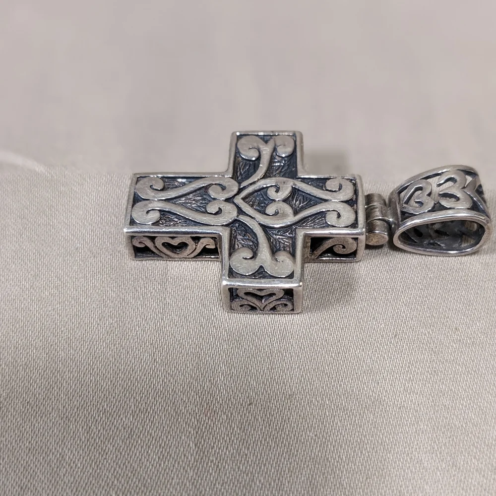 Vintage Sterling Silver Christian Cross Reversible Two-sided Open Work Design